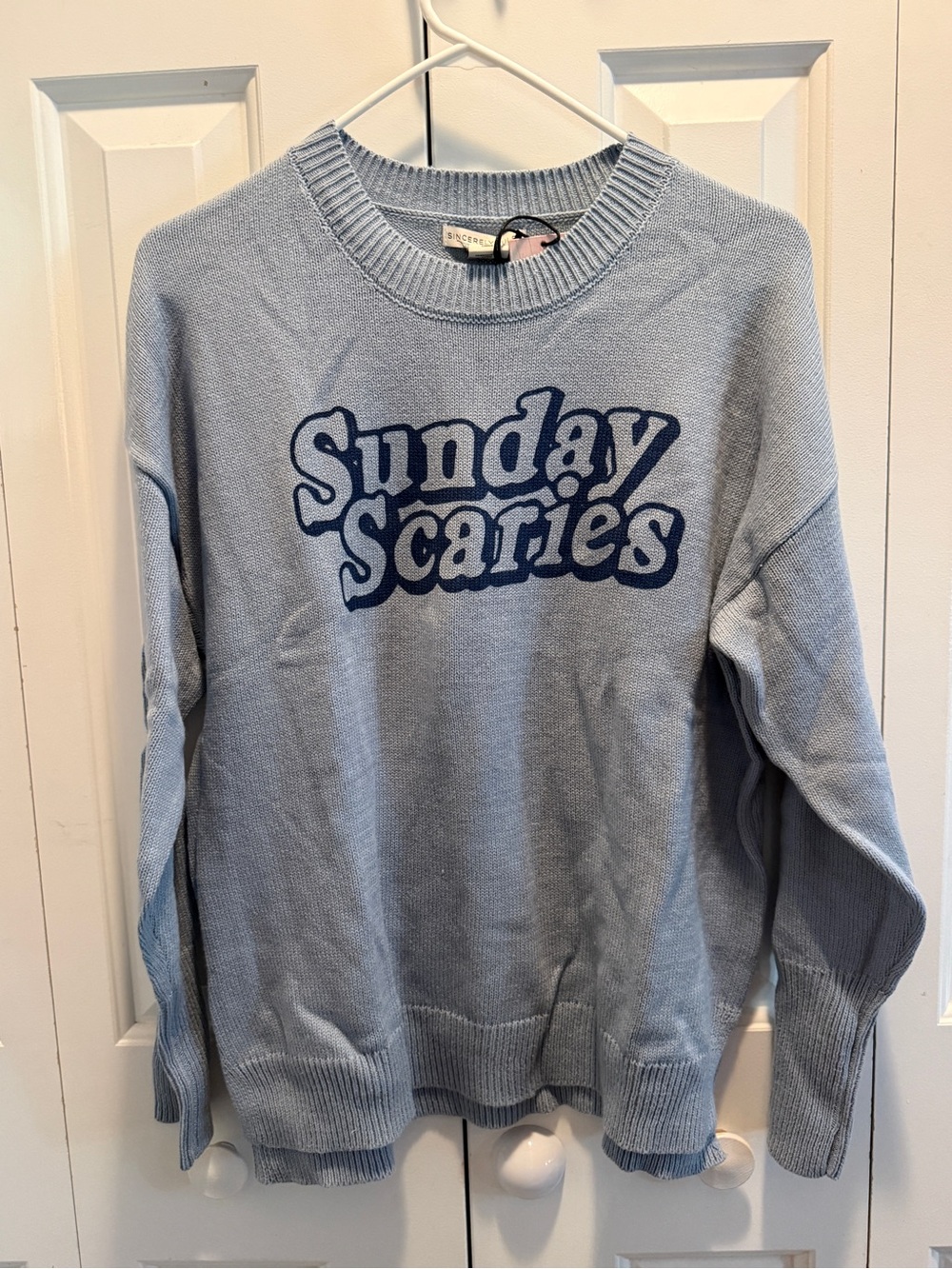 Sincerely Jules Light Blue 'Sunday Scaries' Graphic Crewneck Sweater